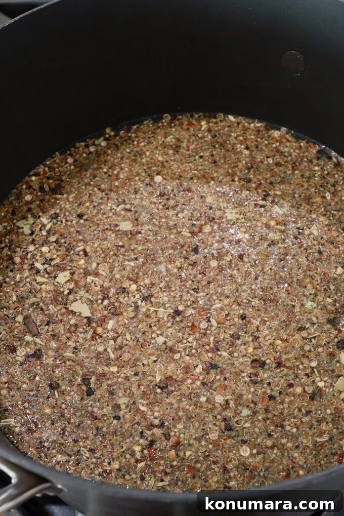 corned beef seasoning in water in pot on the stove
