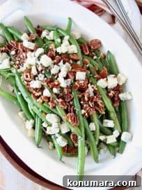 Green Beans with Bacon, Pecans & Blue Cheese