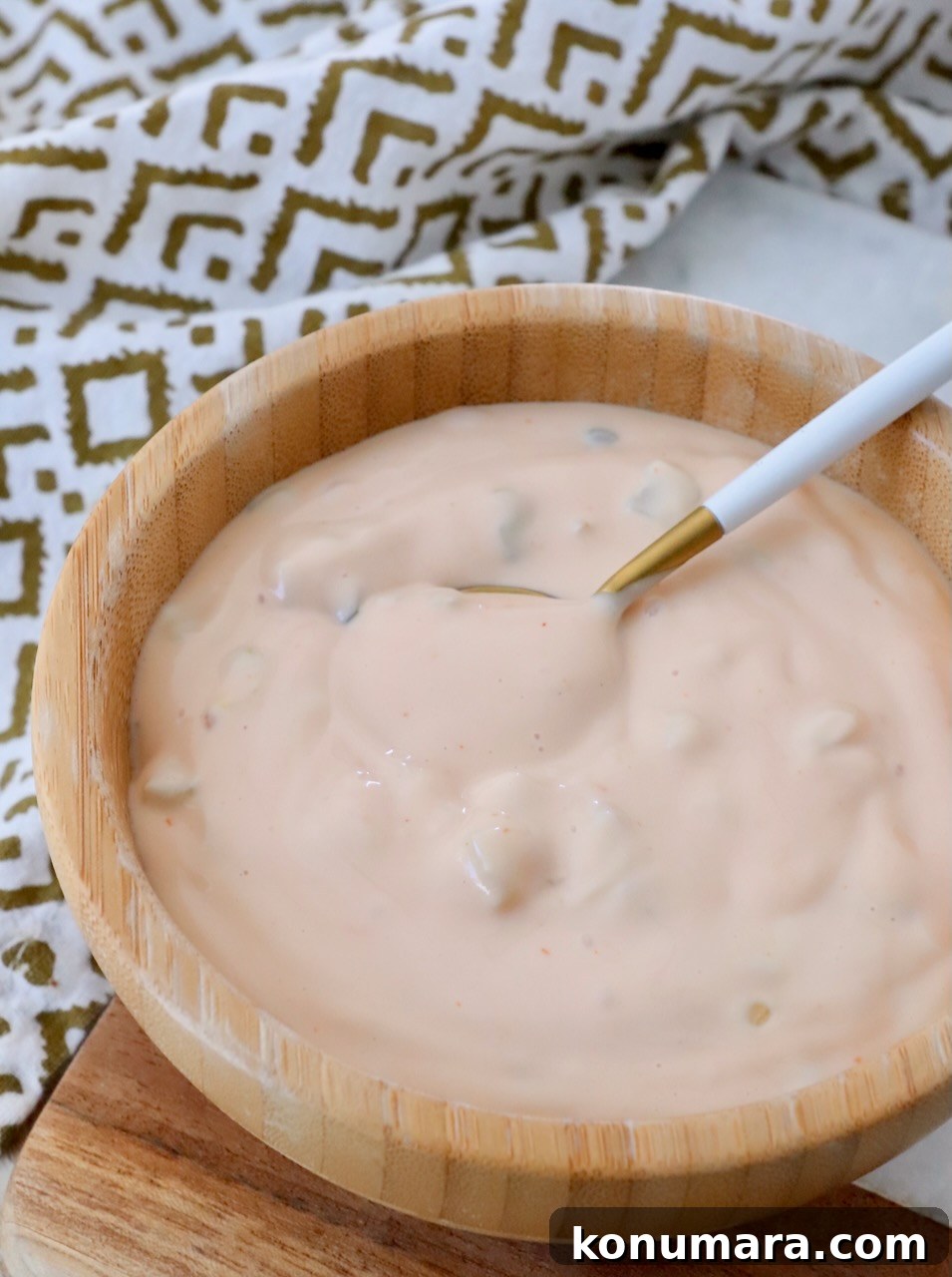 Classic Burger Sauce Recipe for Juicy Homemade Burgers 2 burger sauce in bowl with small spoon