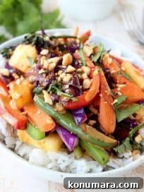 Thai Peanut Pineapple Veggie Rice Bowl