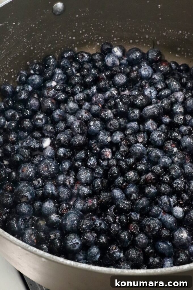 How to Make Homemade Blueberry Pie Filling 5 blueberries in large pan