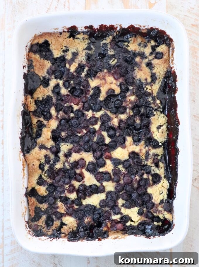 Blueberry Dump Cake Recipe: Irresistible Summer Dessert 7 cooked blueberry dump cake in baking dish
