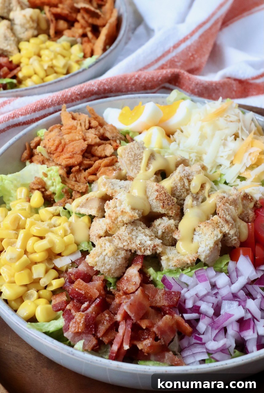 crispy chicken salad in bowl