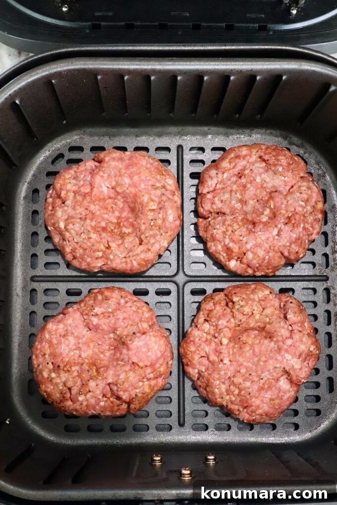 raw burger patties in air fryer