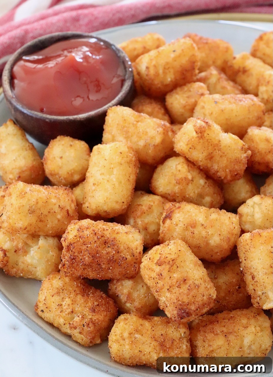 seasoned cooked tater tots on plate