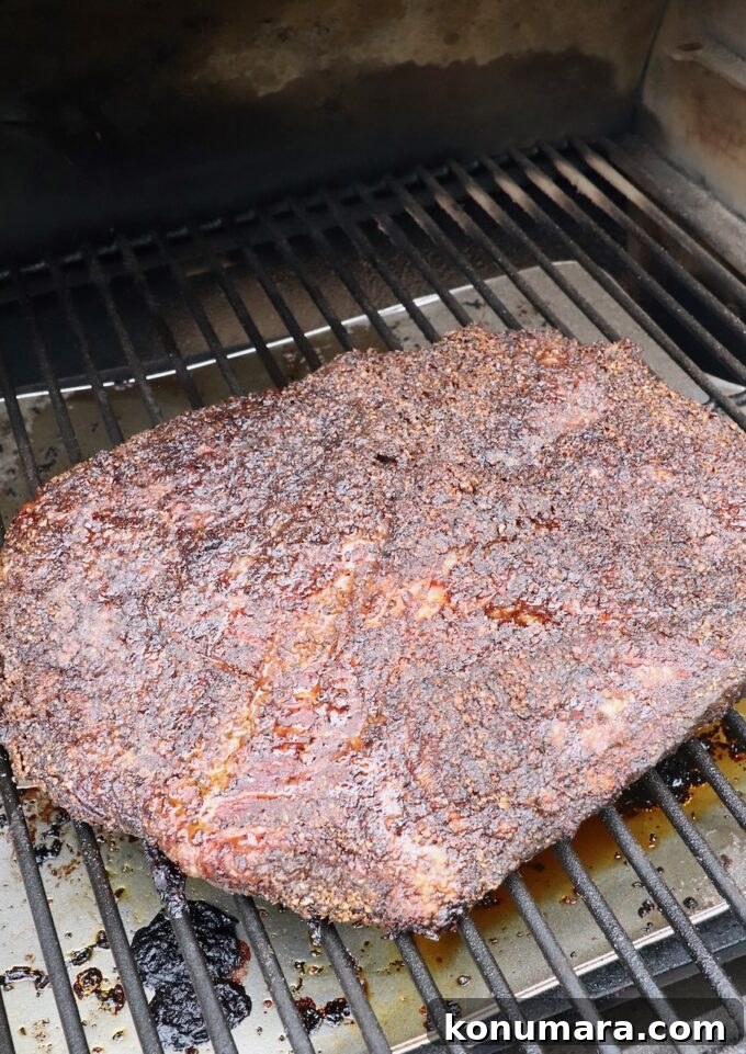smoked brisket on smoker