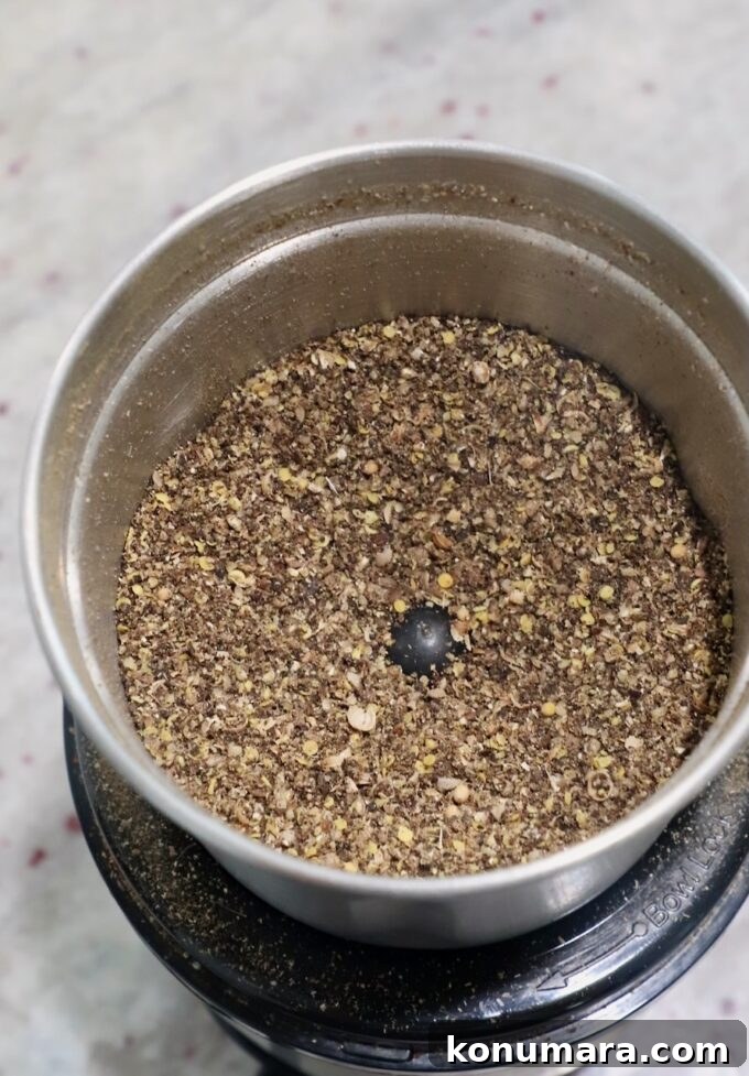 ground spices in spice grinder