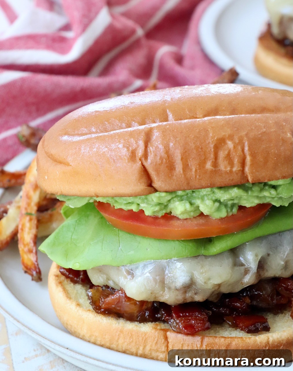 burger on plate with fries
