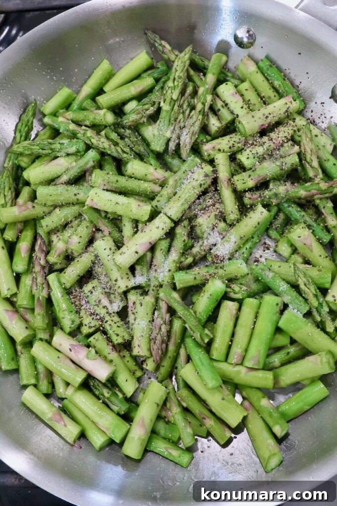 How to Cook Asparagus: Roasted, Grilled, Steamed and Sauteed 10 diced seasoned asparagus in skillet