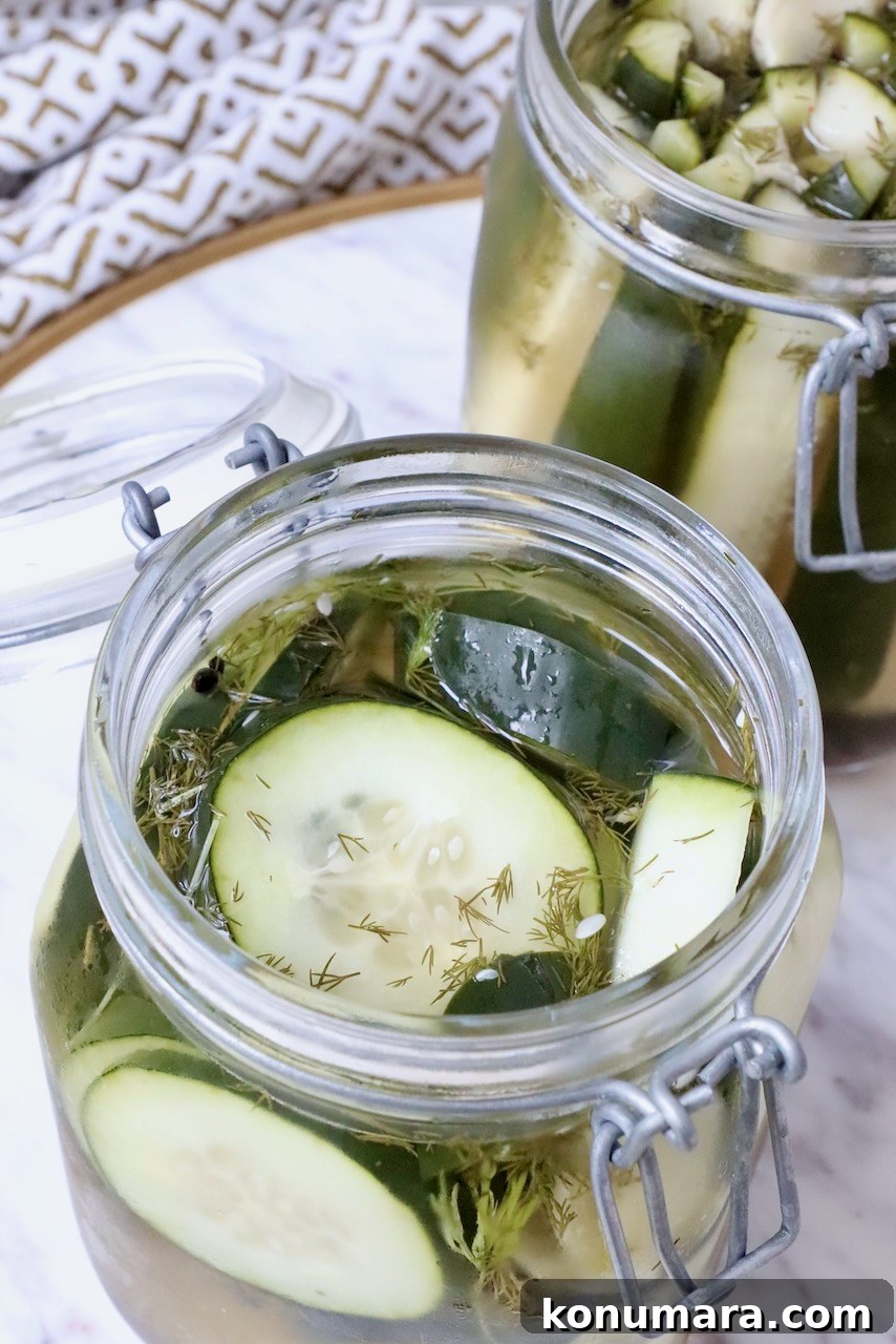 How to Make Homemade Pickles: Classic Refrigerator Recipe 7 pickles in glass jars
