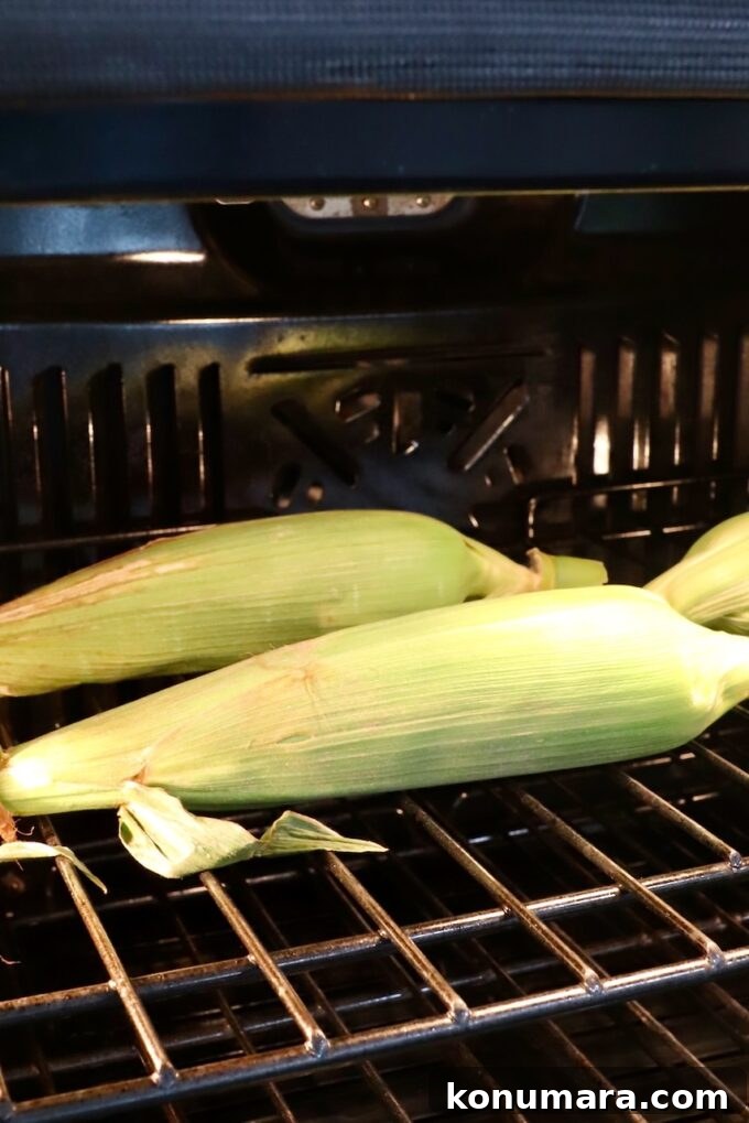 Corn on the cob in the oven