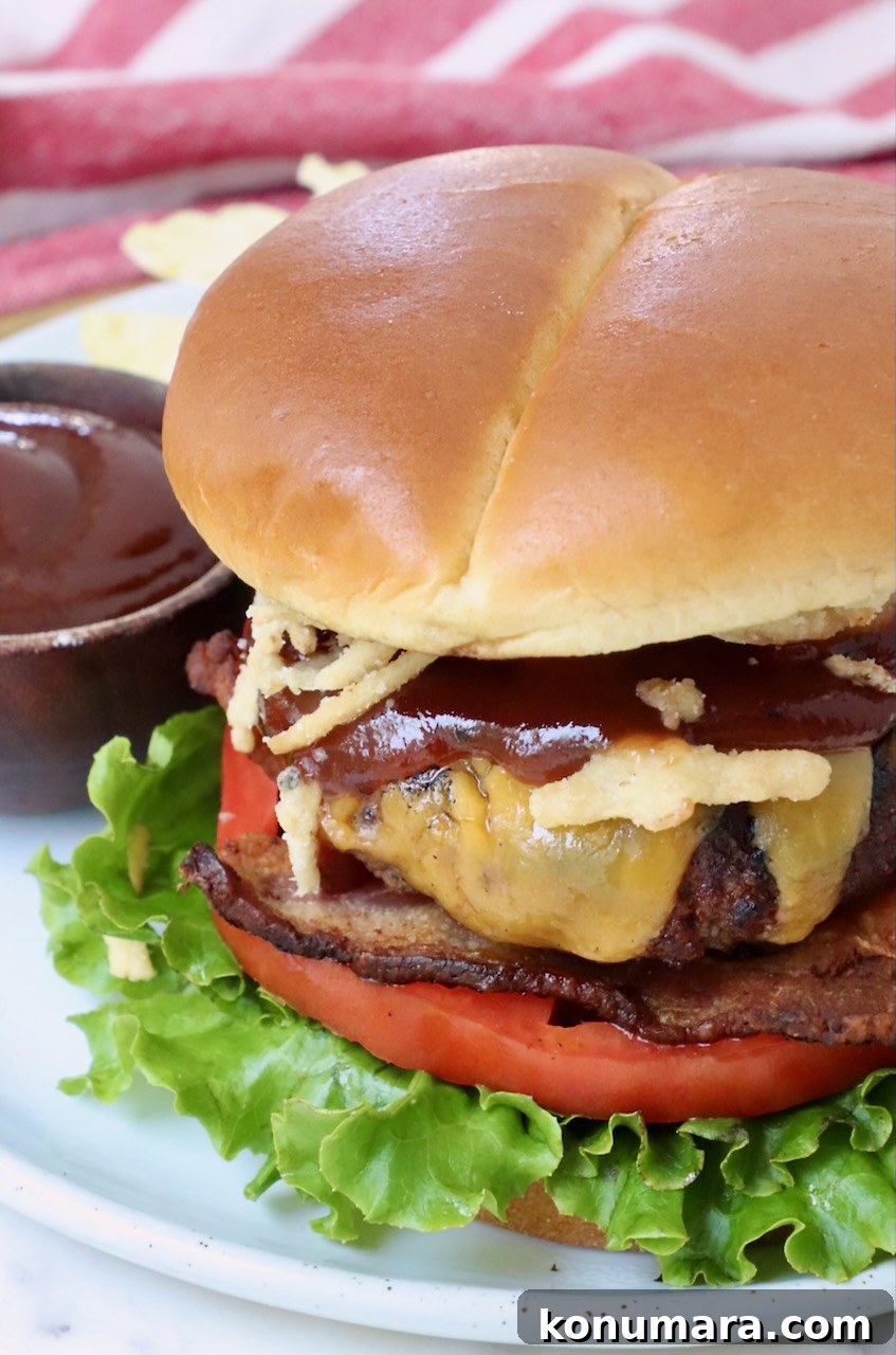 Smoky BBQ Bacon Burger Recipe 7 BBQ Bacon Cheeseburger close-up