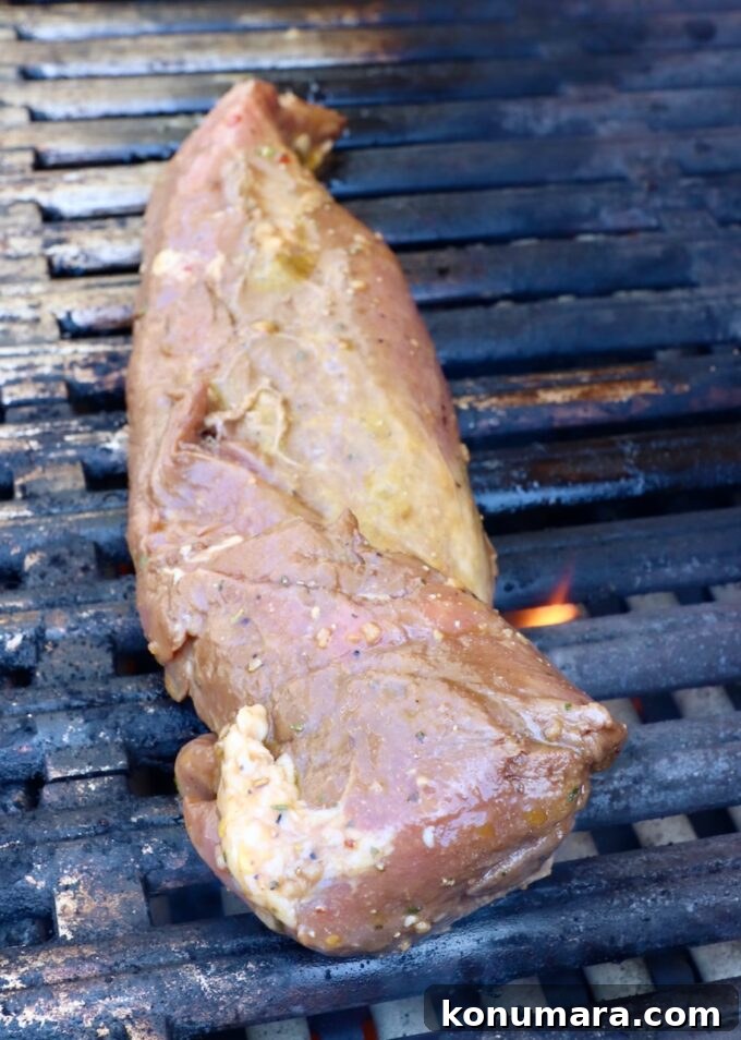 Savory Pork Tenderloin Marinade for Tender, Juicy Meat 5 marinated raw pork tenderloin on grill