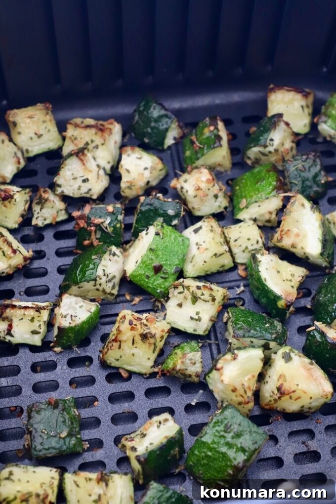 How to Cook Zucchini: Roast, Saute, Grill, Stir-Fry 14 cooked diced zucchini in air fryer basket