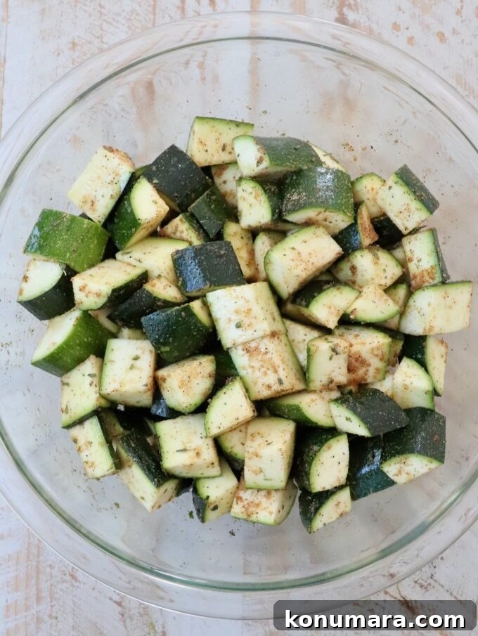 How to Cook Zucchini: Roast, Saute, Grill, Stir-Fry 6 seasoned diced zucchini in glass bowl
