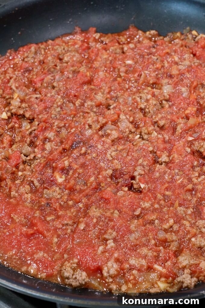 prepared chili sauce in a skillet