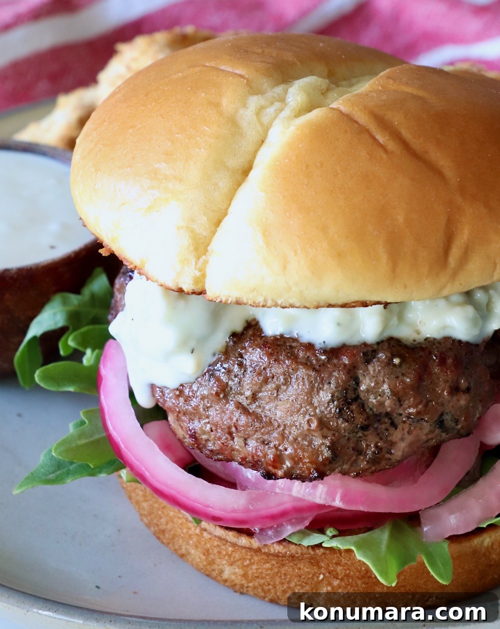 Classic Blue Cheese Burger Recipe 10 grilled burger on plate