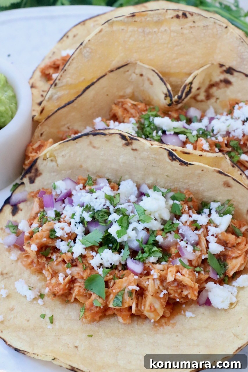 Smoky Chipotle Chicken Tinga Recipe 9 chicken tinga tacos on plate