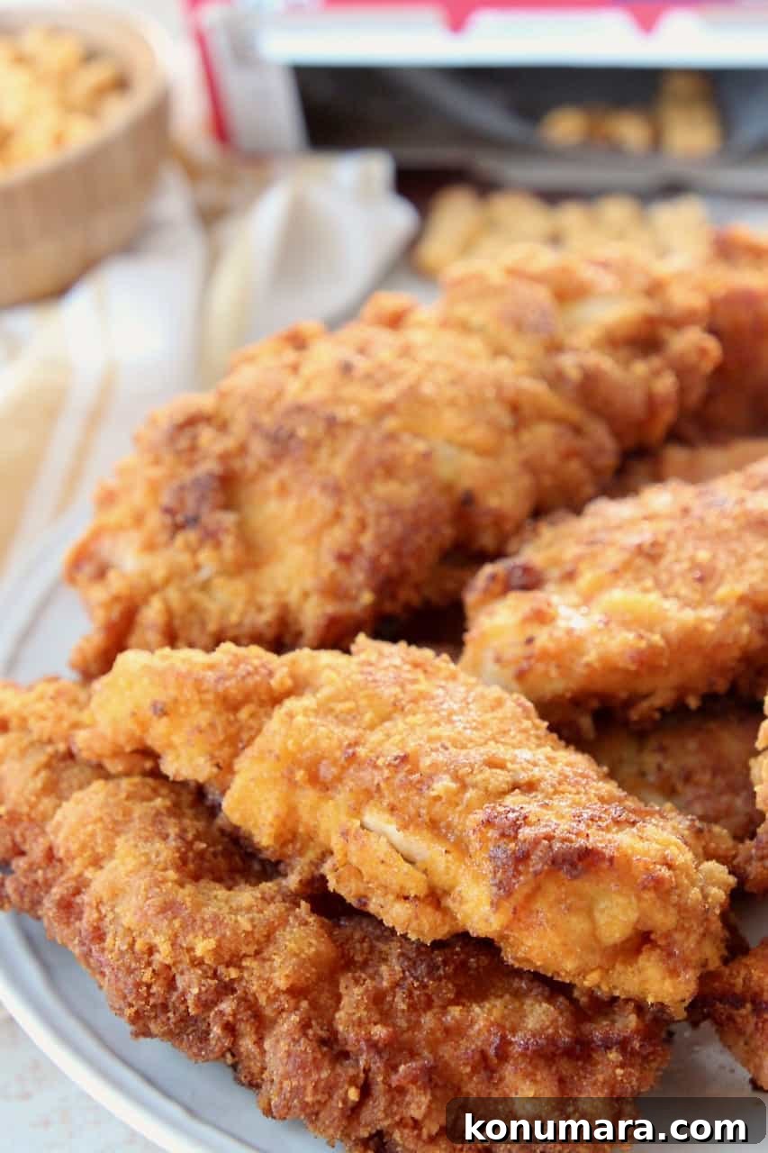 Dad's Famous Captain Crunch Chicken Tenders Recipe 6 Fried chicken stacked up on plate