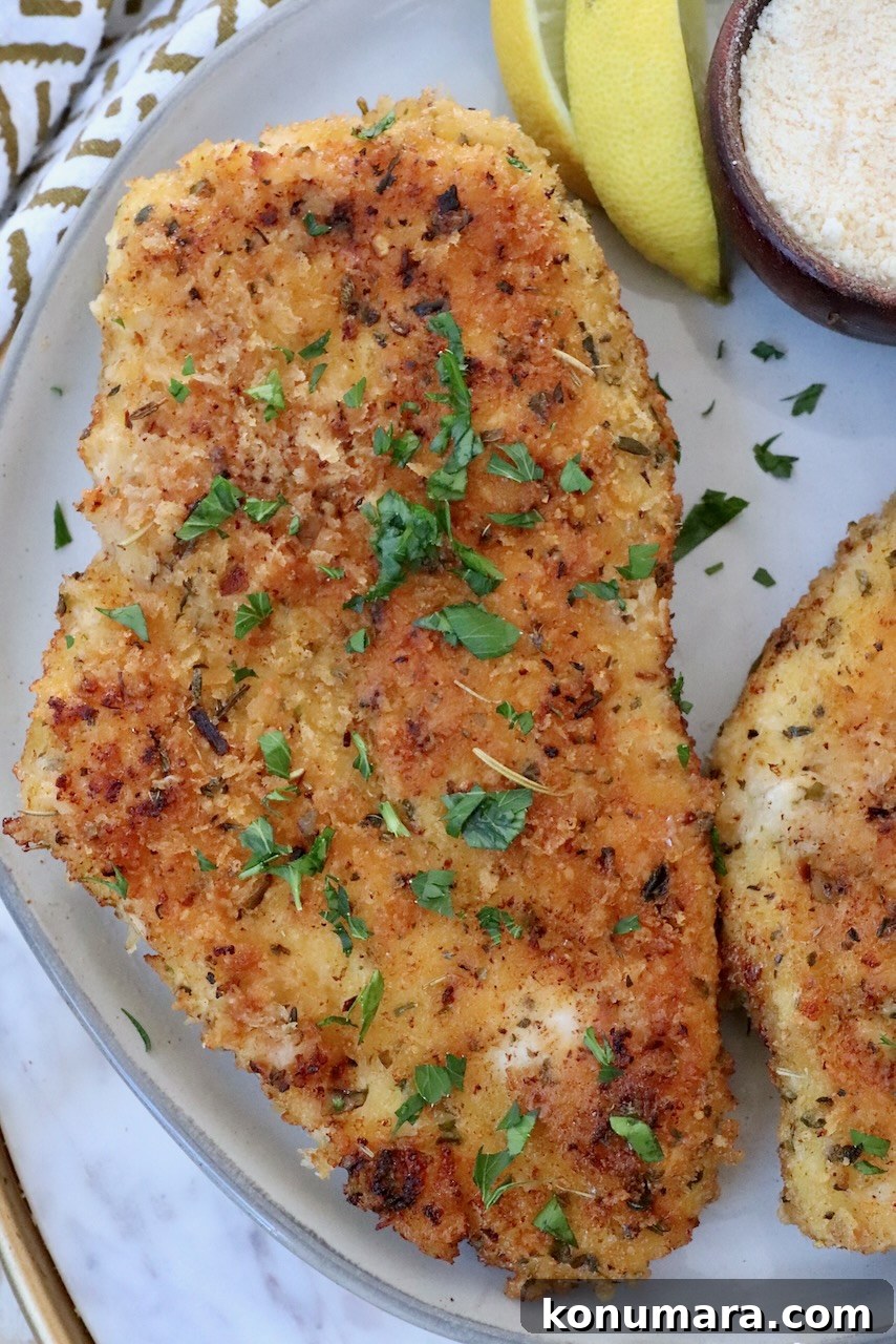 Crispy Parmesan-Crusted Chicken Recipe 16 parmesan crusted chicken on plate