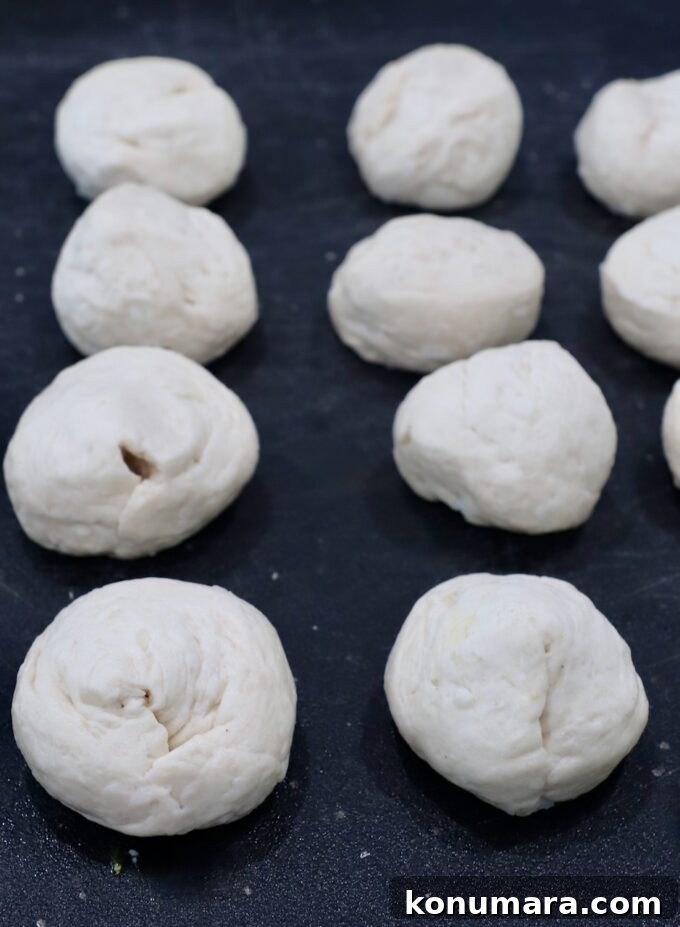 balls of dough on a cutting board