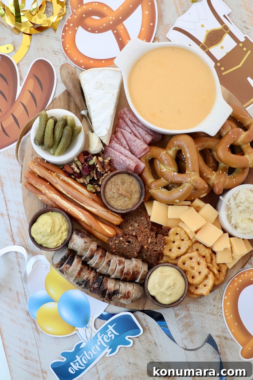 Oktoberfest Charcuterie Board: German Meats and Beer Pairings 3 Oktoberfest charcuterie board surrounded by Oktoberfest decorations