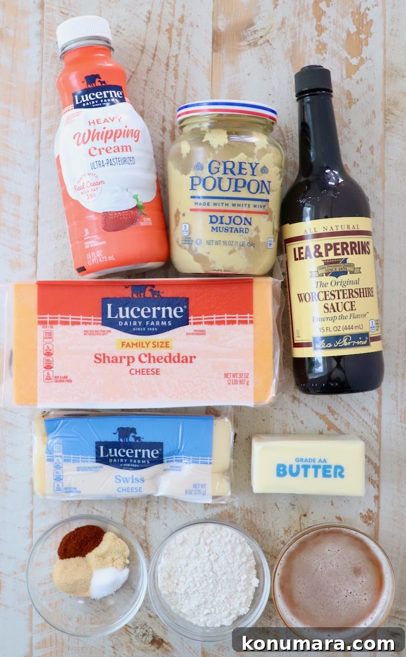 ingredients for beer cheese dip
