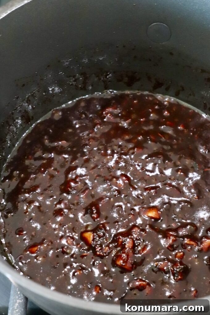 balsamic glaze in a small pot