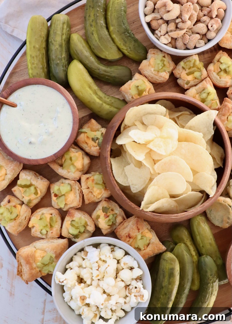 How to Build an Irresistible Pickle Board 2 board filled with pickles and pickle-flavored chips, dips and popcorn