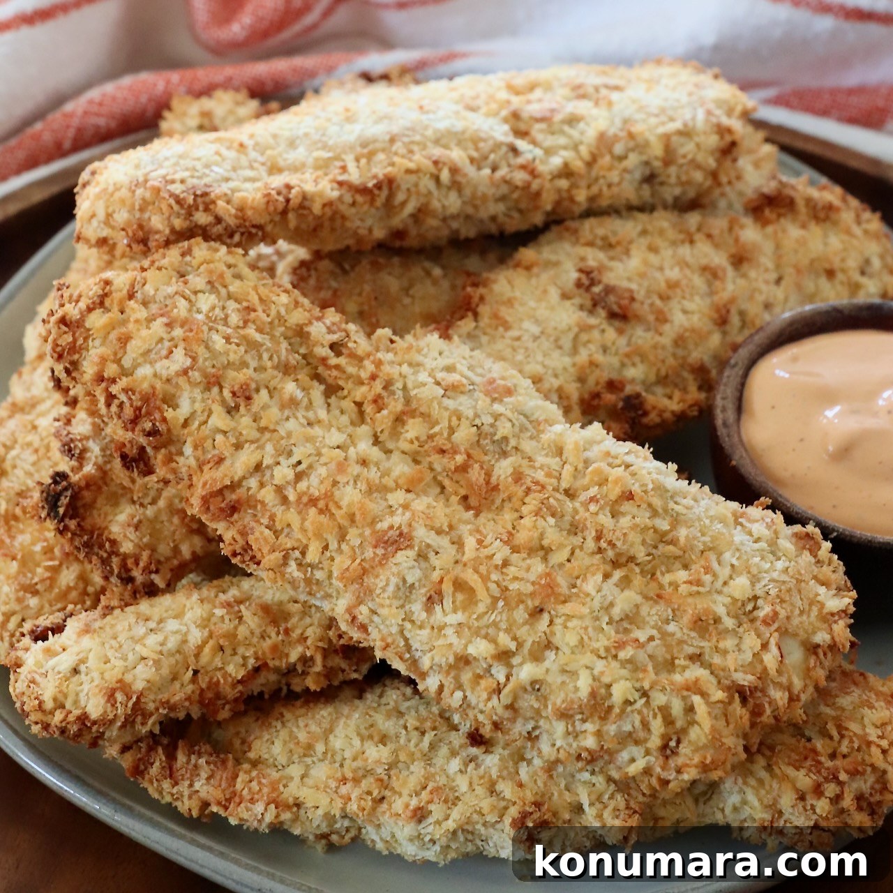 crispy air fryer chicken tenders on a plate
