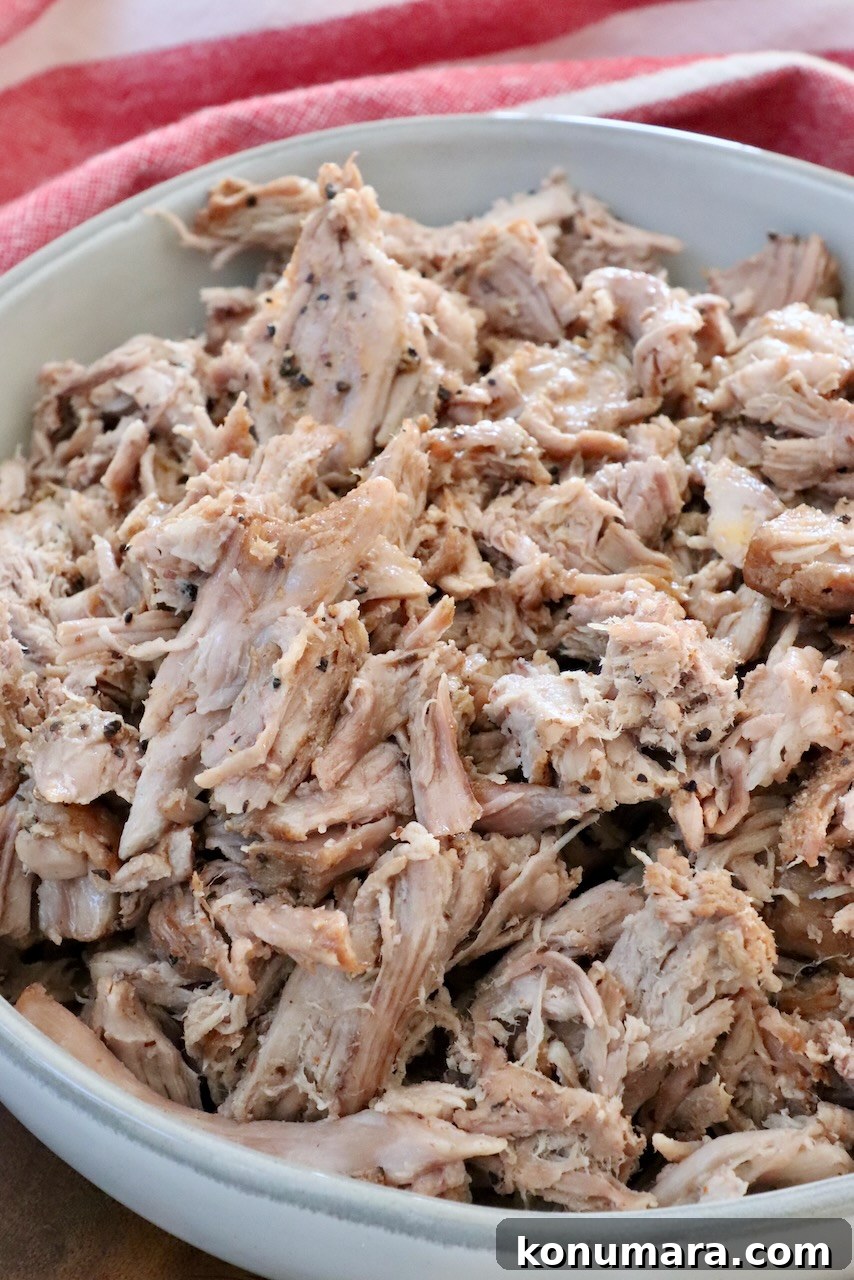 Slow-Cooker BBQ Pulled Pork Recipe 8 pulled pork in a bowl