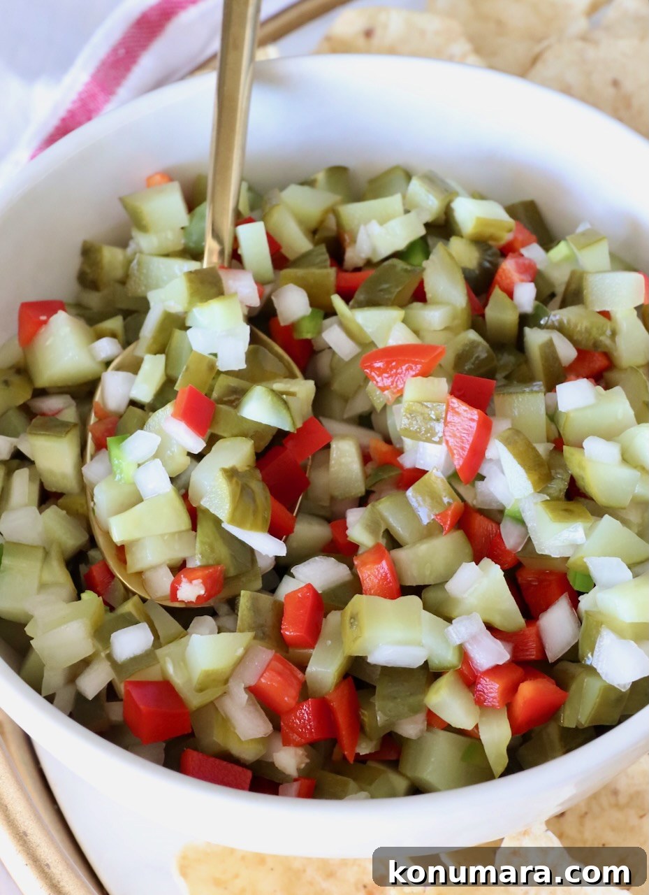 pickle de gallo in a bowl with a spoon