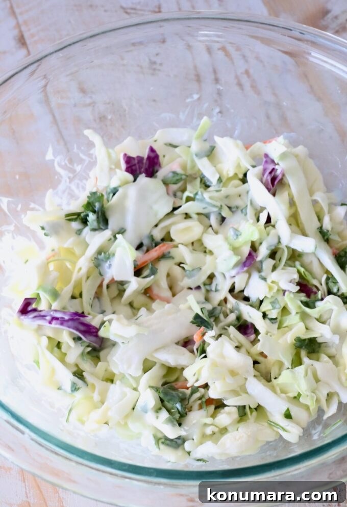 Coleslaw in a glass bowl