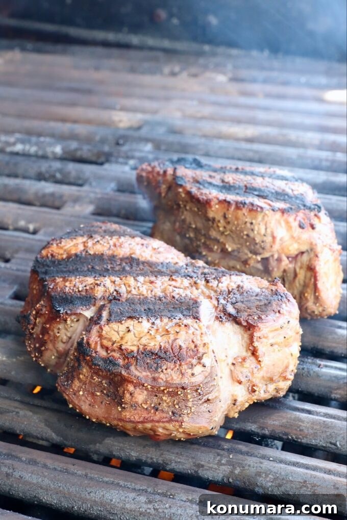 seared filet mignon steaks on a grill