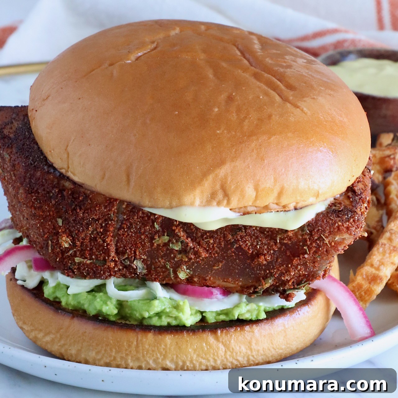 blackened ahi tuna burger on a plate