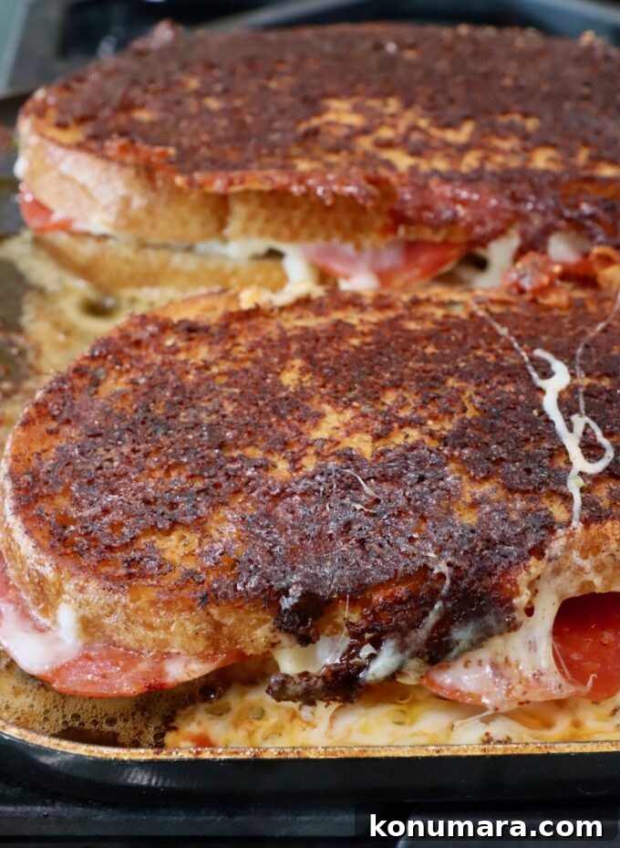 Pepperoni Pizza Grilled Cheese Recipe 9 toasted pizza grilled cheese sandwiches in a skillet