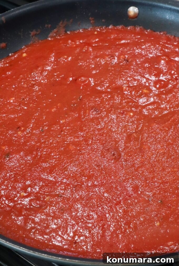 nduja tomato sauce in a skillet