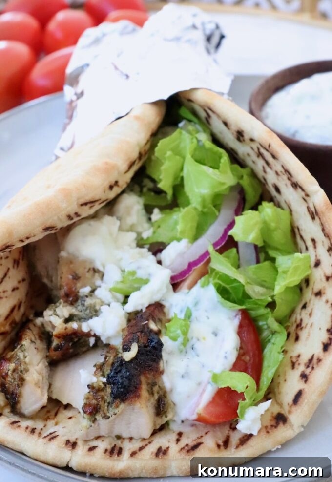 Homemade Greek Chicken Gyros Recipe 8 chicken gyros on a plate