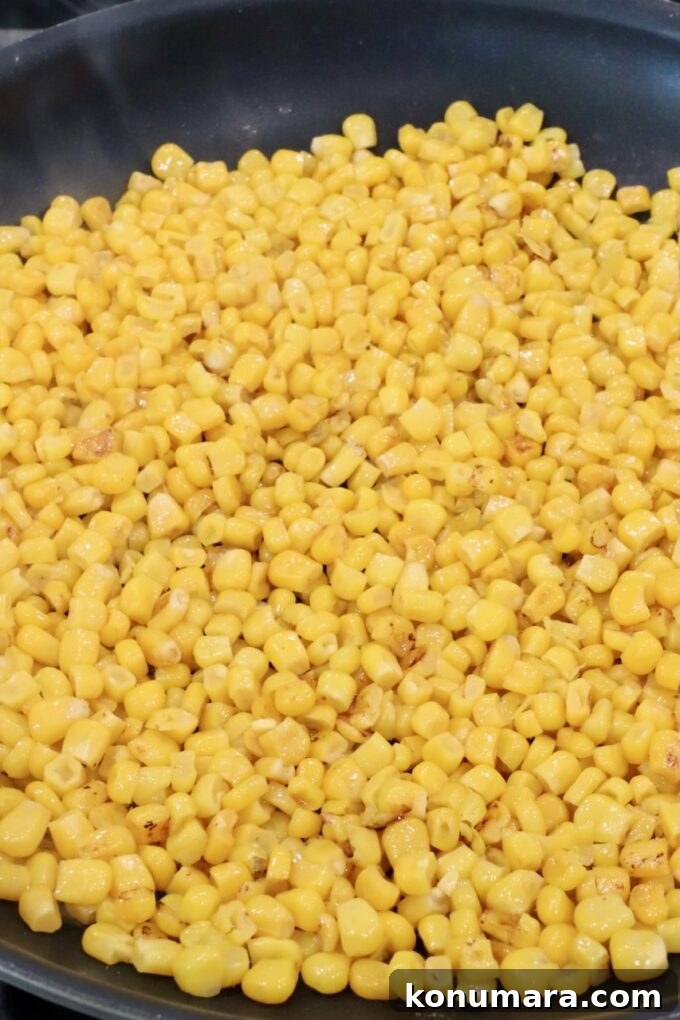 corn kernels in a skillet