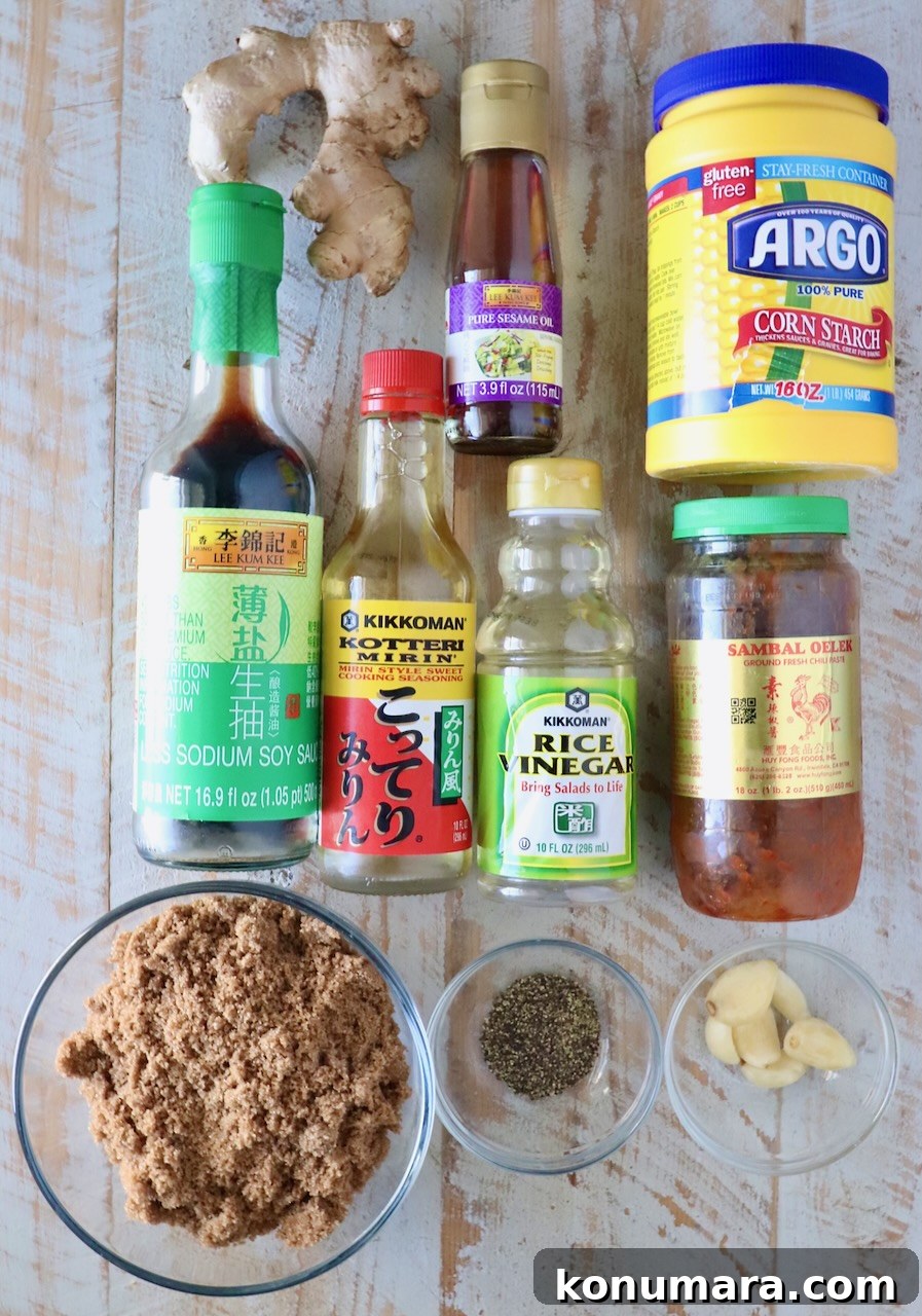 Authentic Korean BBQ Sauce for Bulgogi and Galbi 3 ingredients for korean bbq sauce on a white wood board
