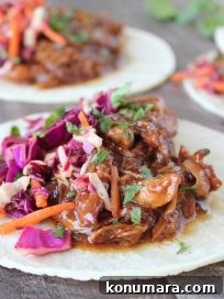 Slow Cooked Korean BBQ Chicken Tacos
