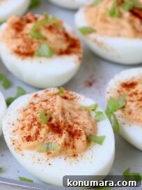 Buffalo deviled eggs on a plate