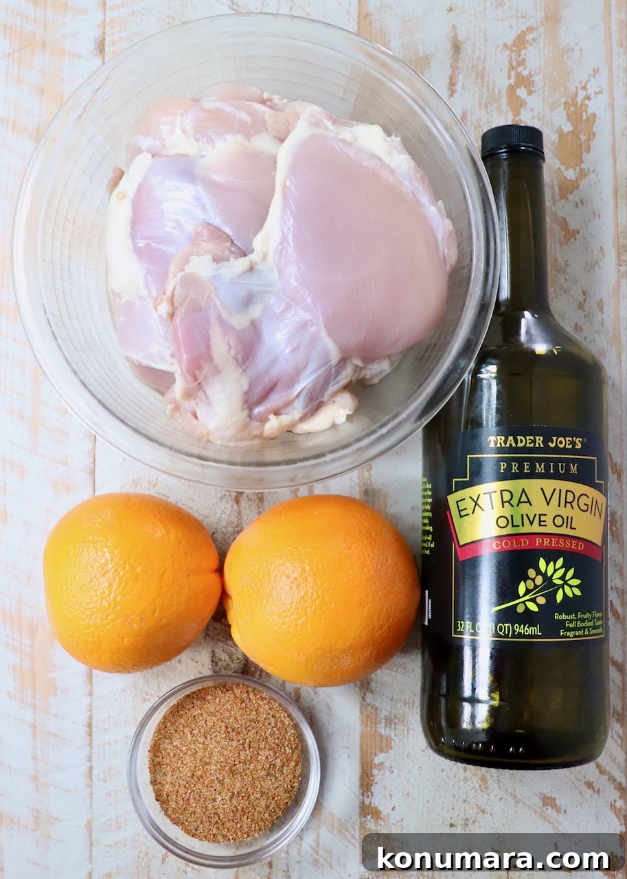 Juicy Grilled Sazon Chicken Thighs Recipe 3 ingredients for sazon chicken on a white wood board