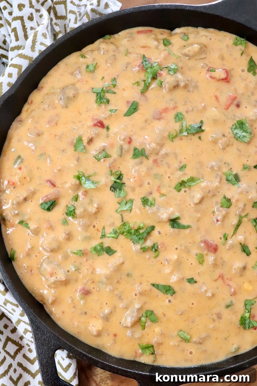 How to Make Smoked Queso Dip 10 Smoked queso in a skillet topped with fresh cilantro