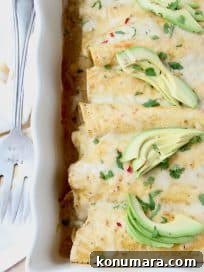 Chicken Enchiladas with Creamy Avocado Sauce