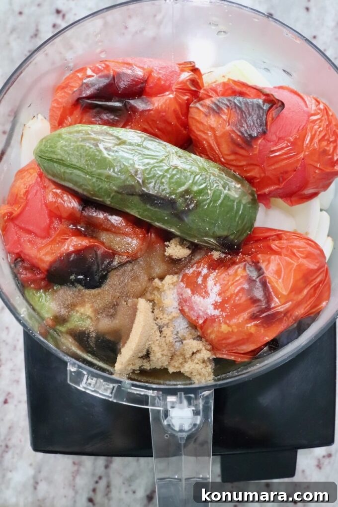 Fresh Peach Salsa with Jalapeño and Cilantro 6 roasted tomatoes and peppers in a food processor