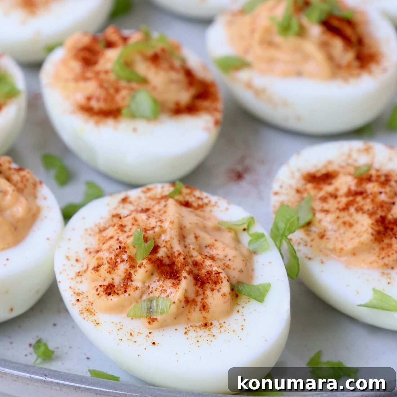 buffalo deviled eggs on a plate