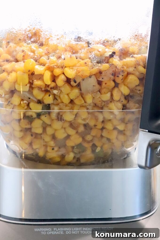 Mexican Street Corn Soup Recipe (Elote-Inspired) 6 roasted corn, onions, jalapenos and garlic in a blender