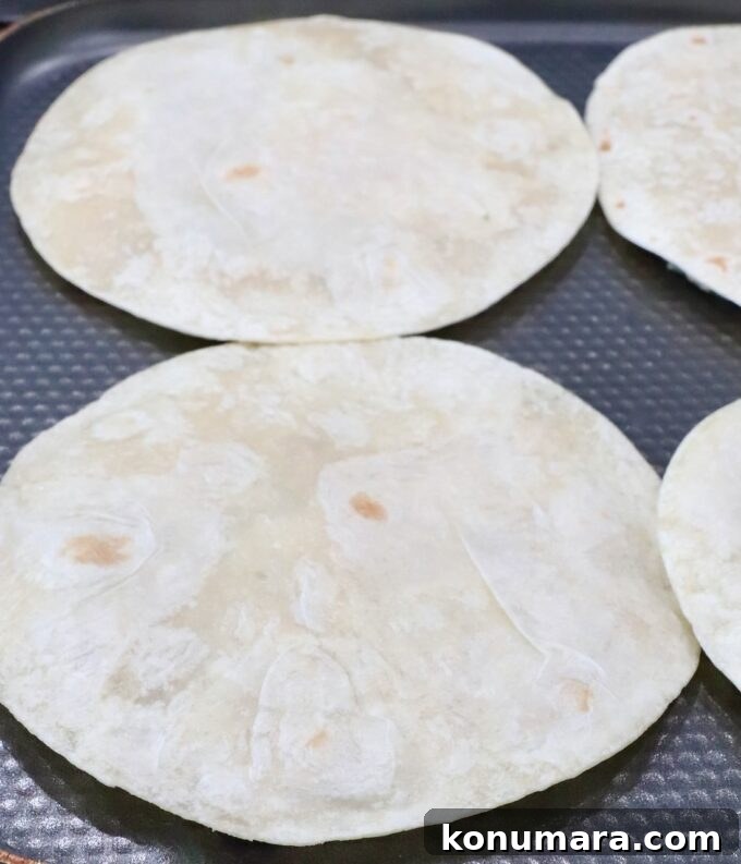 Tortillas on a griddle