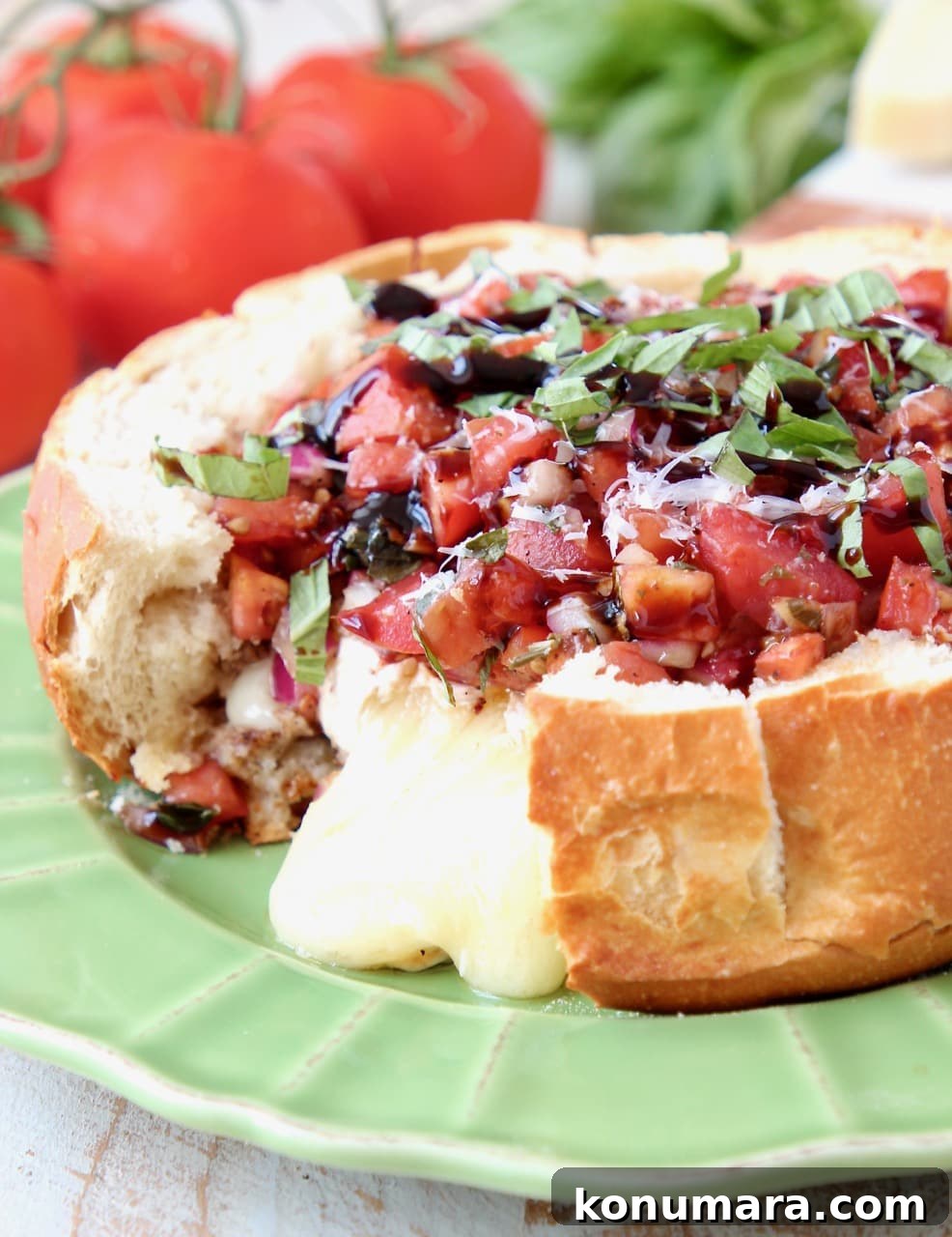 Bruschetta Baked Brie in a Sourdough Bread Bowl